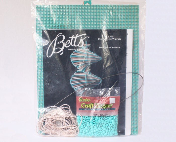 Vintage Betts Whirligig Plastic Canvas Needlepoint Kit Peach