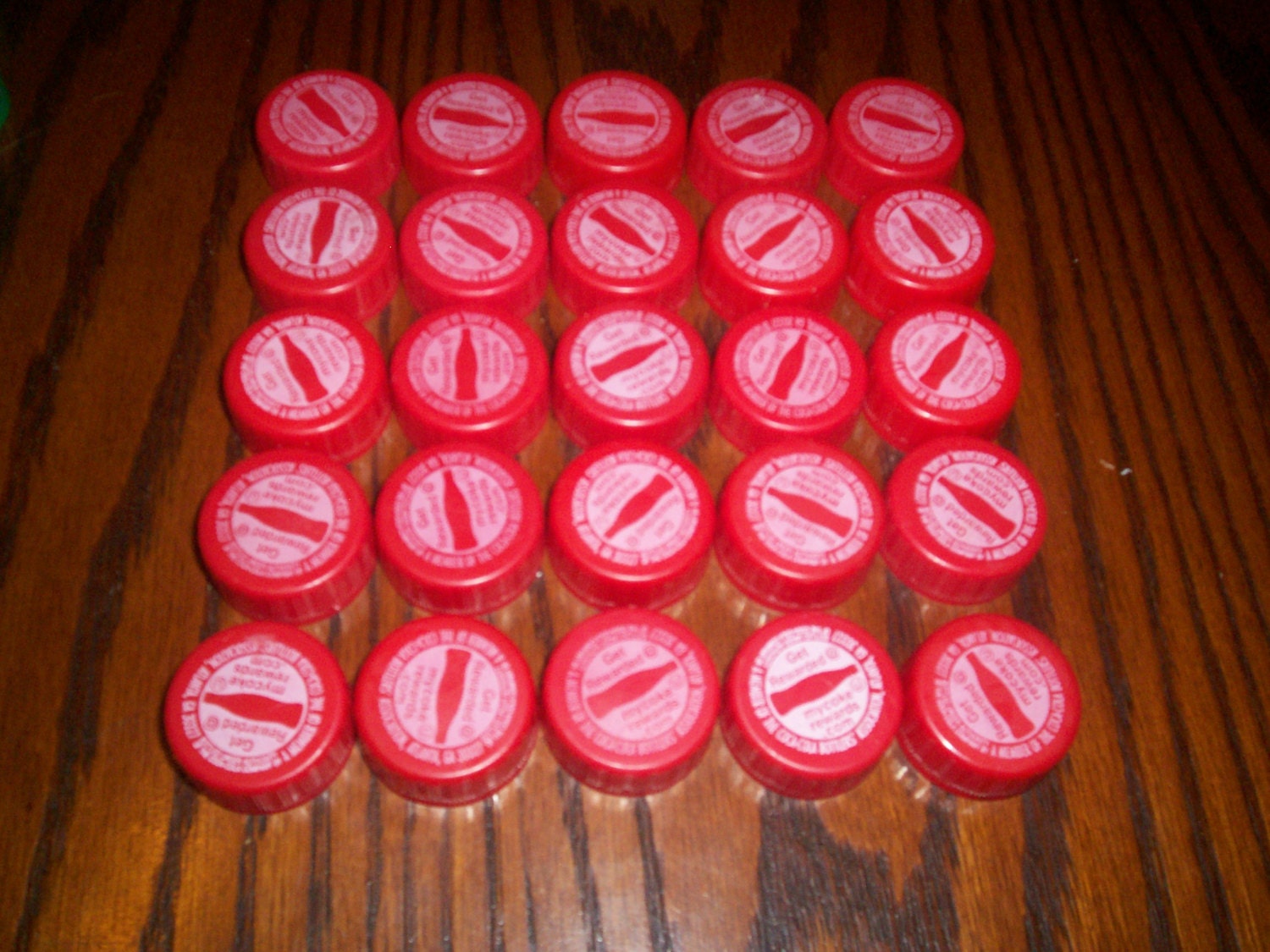 50 Plastic Soda Bottle Caps Red Coca Cola by TabulousCreations