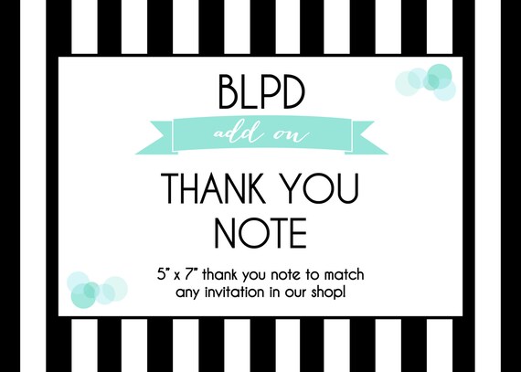 Matching Thank You Note - Add On - To Match Any Invitation in Our Shop - Printable Il_570xn