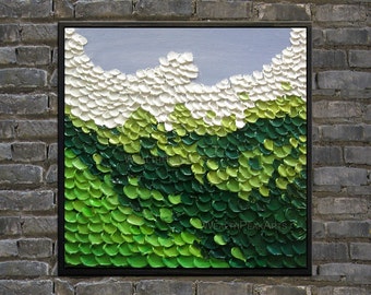 original oil painting,modern abstract painting for home decor,heavy texture impasto palette knife painting by Enxu.Zhou,framed,ready to hang