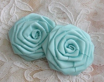 30 Small Handmade Ribbon Roses 5/8 inches In Pink by Mydesign63