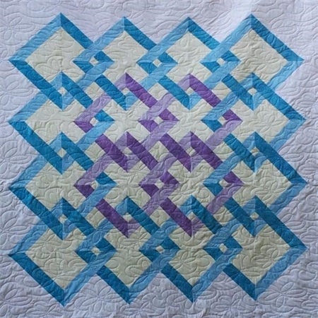 Handmade Patchwork Quilt Interlocking Squares purple / blue