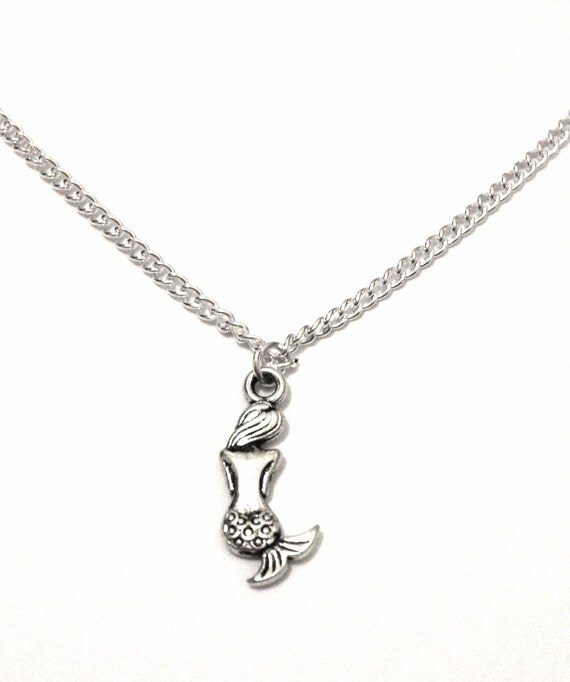 Silver Mermaid Necklace 16 18 or 20 inch Chain Necklace
