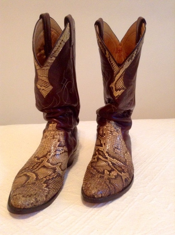 Genuine Python Snake Cowboy Boots Men's Size 10.5 D