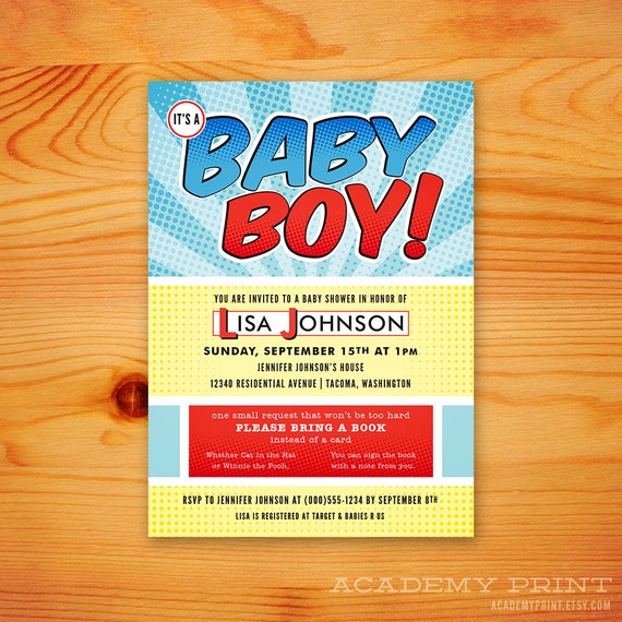 Comic Book Baby Shower Invitations 7