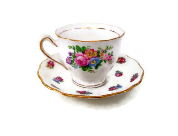 Vintage Colclough Saucer  vintage Tea etsy and Cup  Floral Roses China 1940     tea  cup with