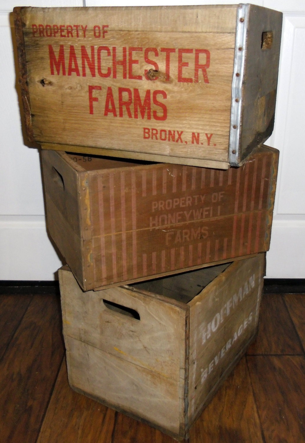 Vintage Wood Crate Manchester Milk Crate by SaLvAGeThEoRy on Etsy