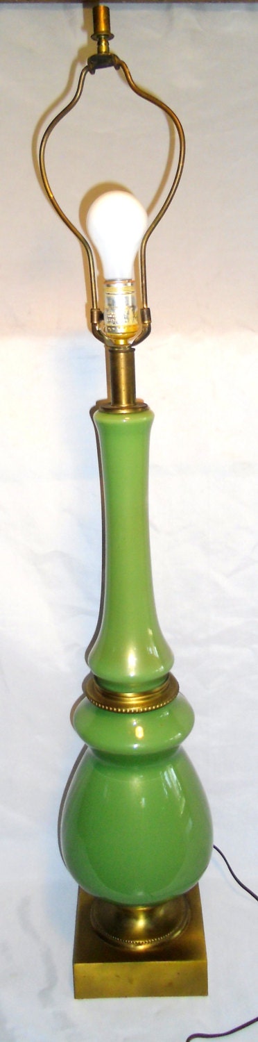 Mid Century Lamp Vintage Green Ceramic Lamp Modern Glass and