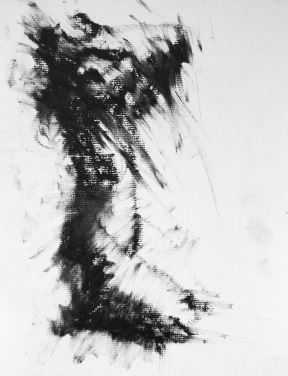 Haunting Figure Drawing Moody Dark Fine Art Crayon Figure