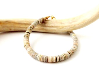 Boho Jewelry Tribal Shell Bracelet Shell Heishi bracelet - Natural Gray - Bohemian Jewelry Tribal Jewelry Ethnic - Simple Stackable Bracelet