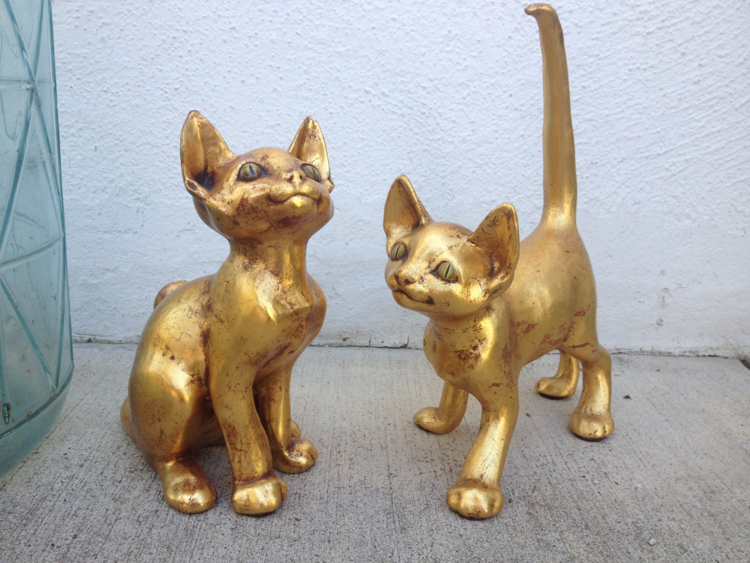 Set Gold Cats Midcentury RARE Egyptian Cats Freeman & McFarlin