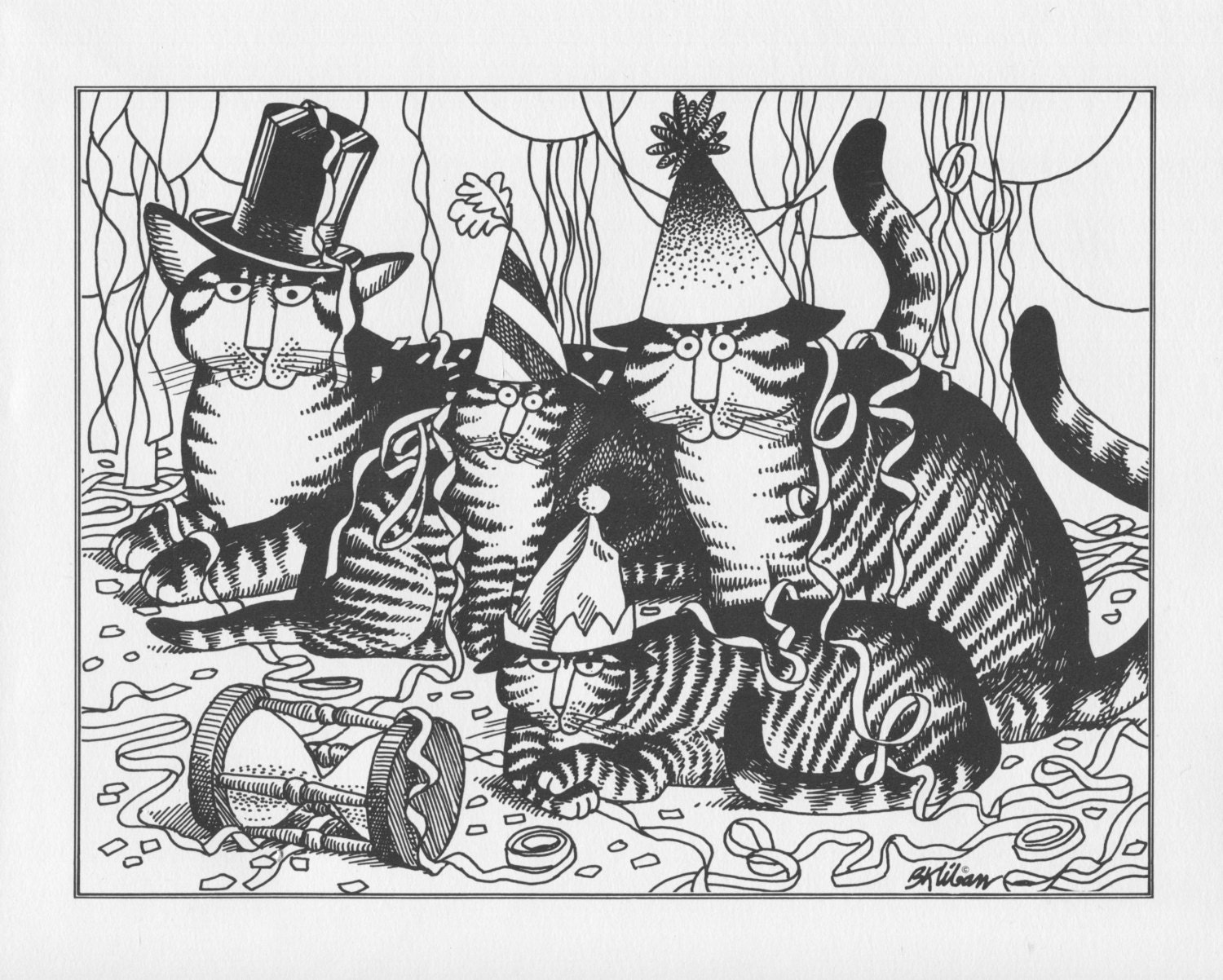 B Kliban Cat Calendar Cats Book Print by BuriedTreasureChest
