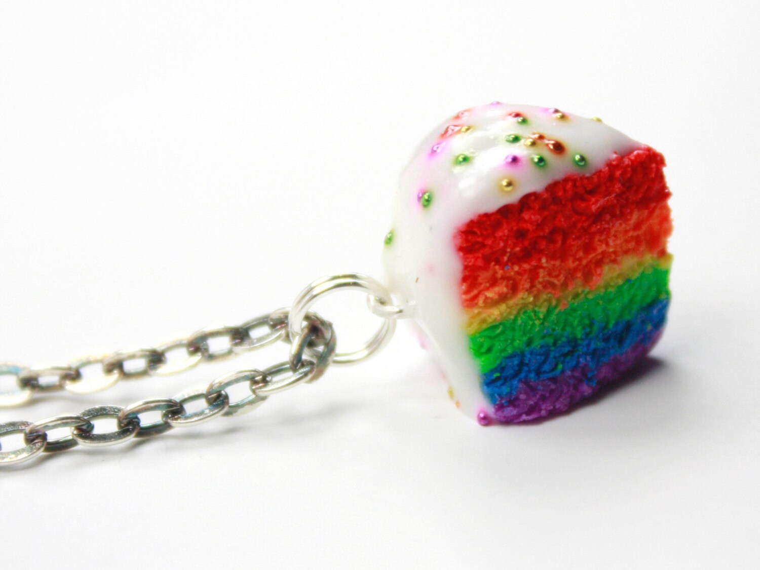 Rainbow Cake Necklace Cake Jewelry Miniature Food Jewelry