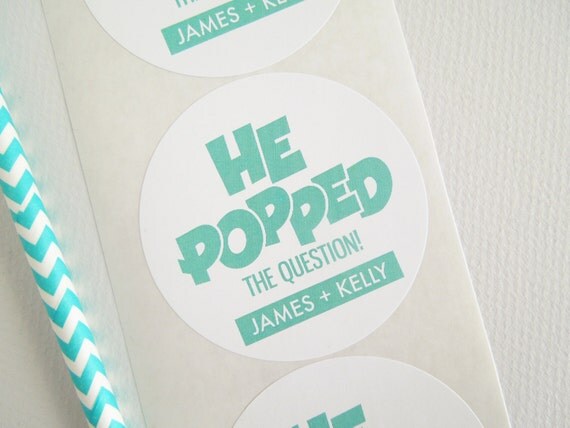 He Popped The Question Sticker Engagement Party by InvitedToo