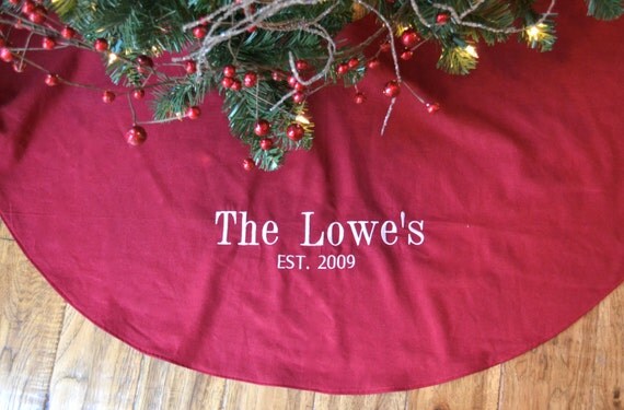 Personalized Red Christmas Tree Skirt