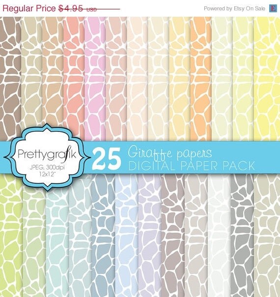 40% OFF SALE giraffe digital paper, commercial use, scrapbook papers, background - PS592 Il_570xn