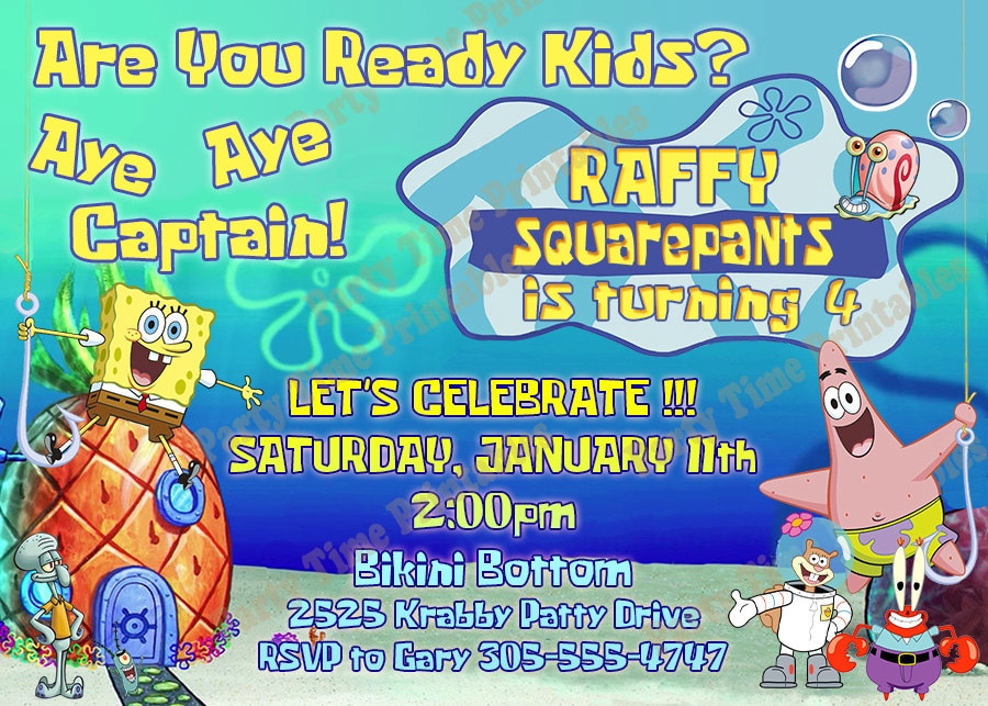 Sponge Bob Invitations Template 8