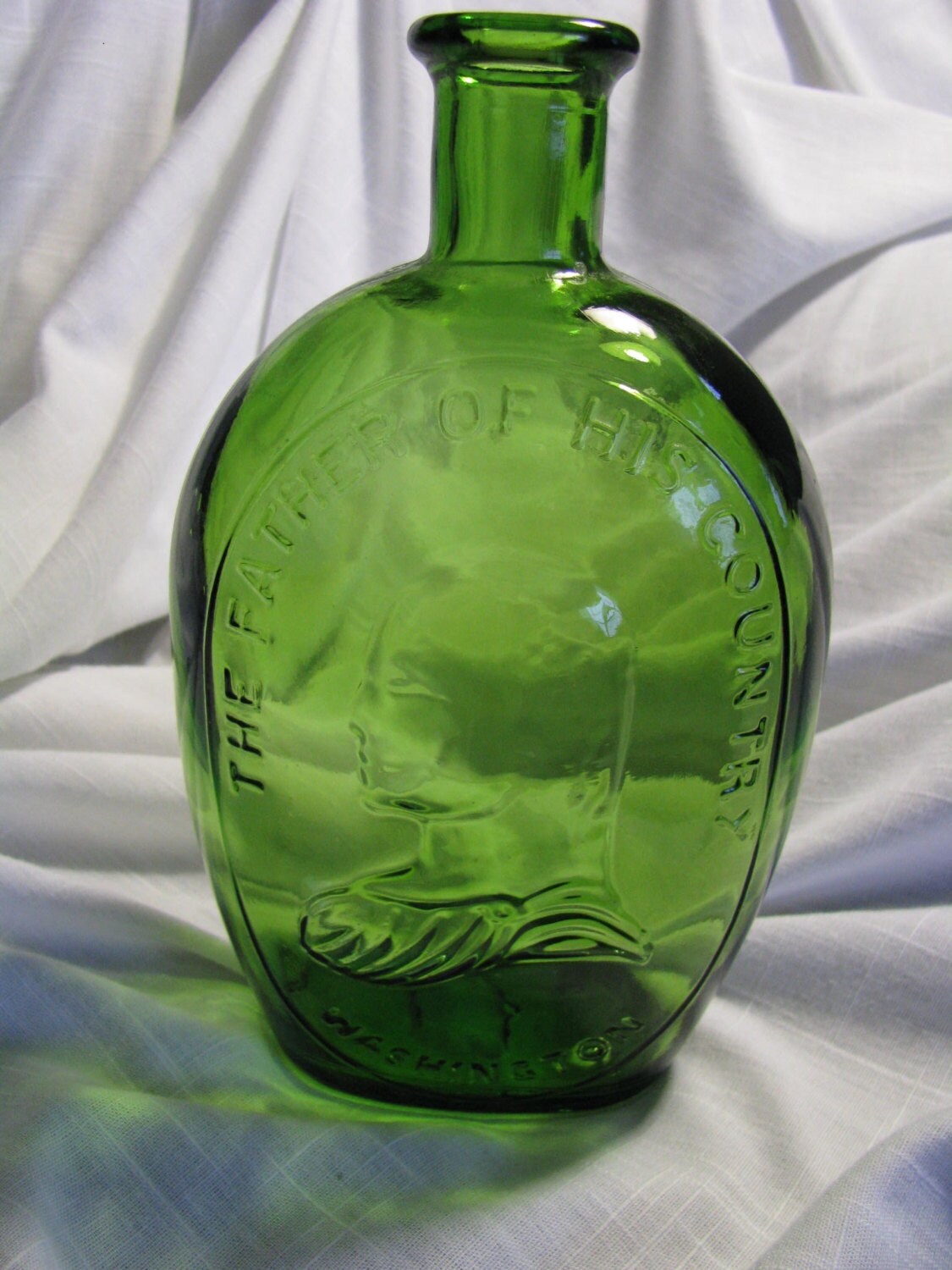 Wheaton Green Glass Bottle With Washington Profile
