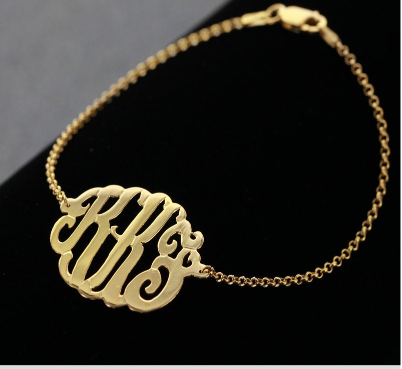 14K Solid Gold Personalized Monogram Bracelet by MonogramMfg