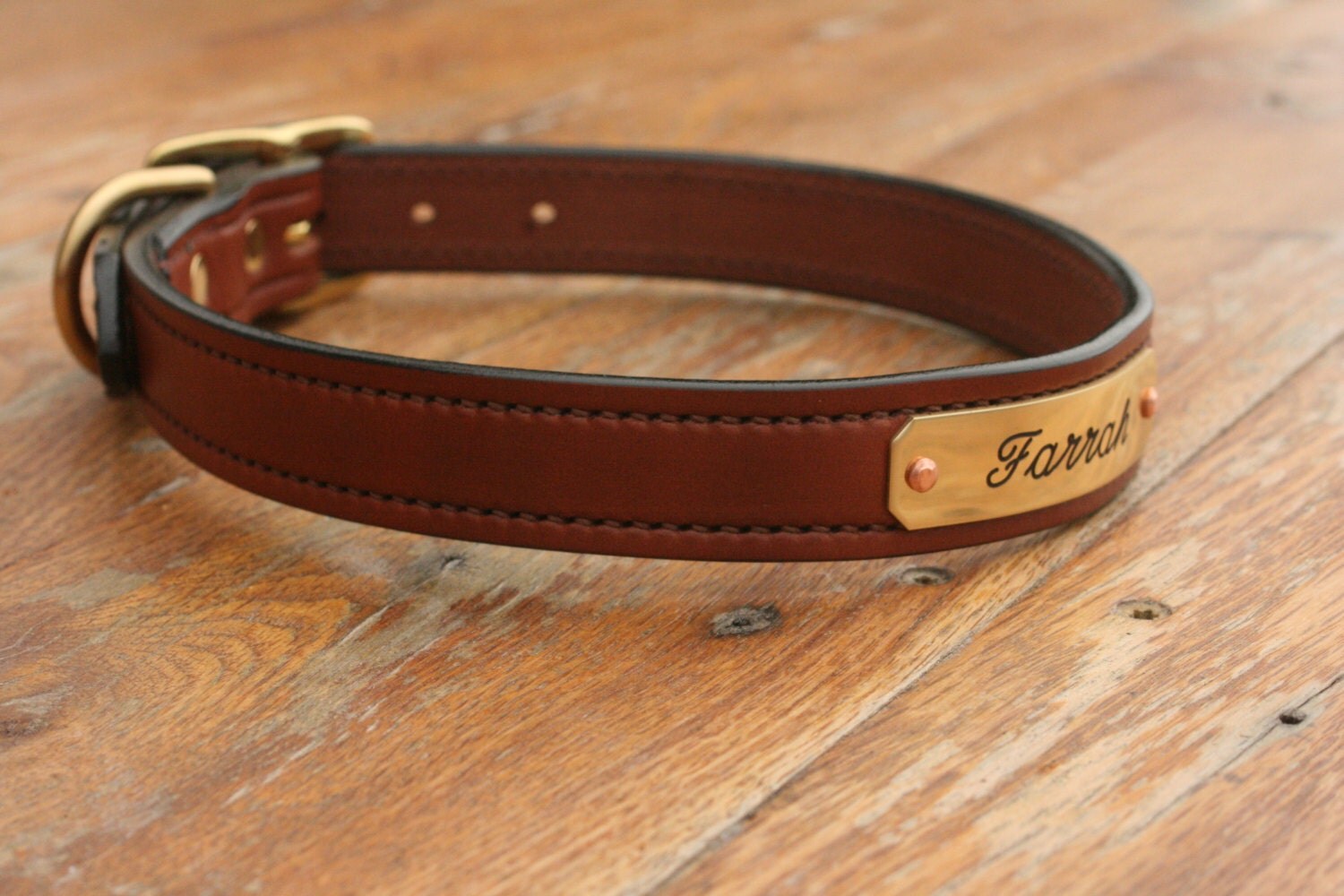 Stitched Leather Collar XLarge 20 and up by