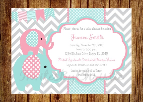 Pink And Teal Baby Shower Invitations 9