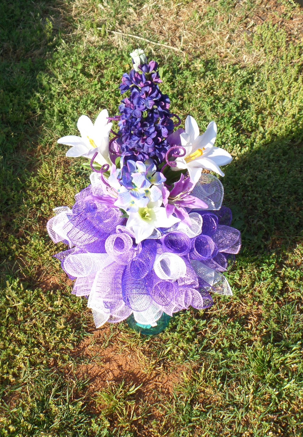 Deco Mesh 8 inch Memorial Vase Insert Cemetery Arrangements