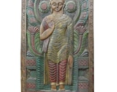 India Wall Art Religion Abhaya Buddha Hand Craved Wall Panels 72" X 36"