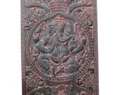 Blessing Ganesh, antique door panels Hand Carved Decorative Wood Wall Panels 72 X 36