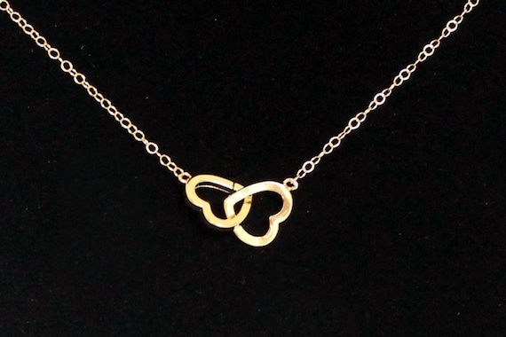 Items Similar To Two Connected Hearts Necklace, Rose Gold Filled Chain 