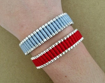 Links Friendship Red, White, Black and Gray Bracelet - Braid Bracelet, Woven Bracelet, One Direction Bracelet