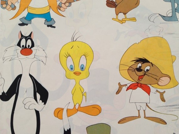 Vintage Wrapping Paper Warner Bros Cartoon Characters by
