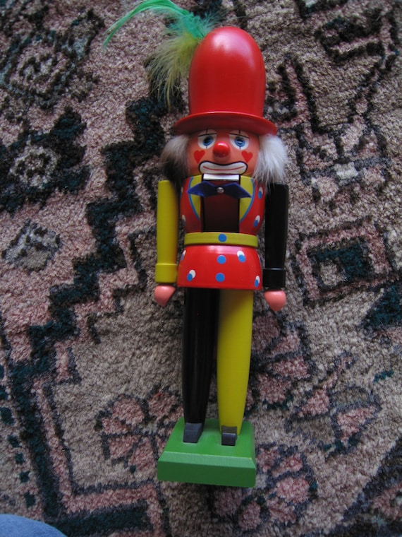 Vintage 1970s Colorful Clown Wooden Nutcracker Made by OLDandGOOD