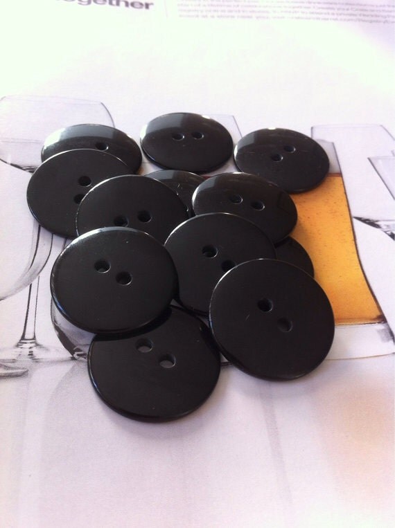 Bulk 12 large black buttons/ plastic buttons / 2 holes large