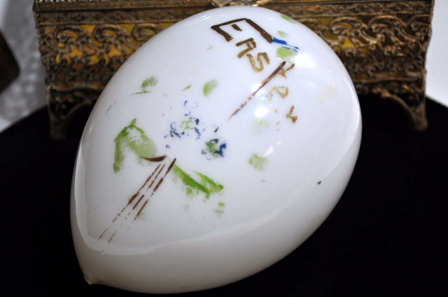 Lg. Victorian Easter Egg milk glass egg Easter decoration