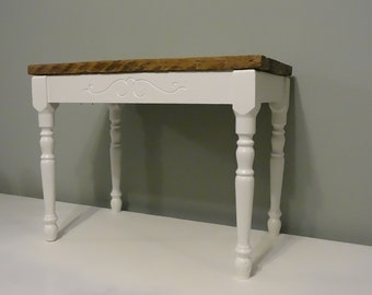 Reclaimed Wood Bench with White Base - Upcycled Piano Bench with Barn Wood Top - Modern Rustic Furniture - Porch Bench