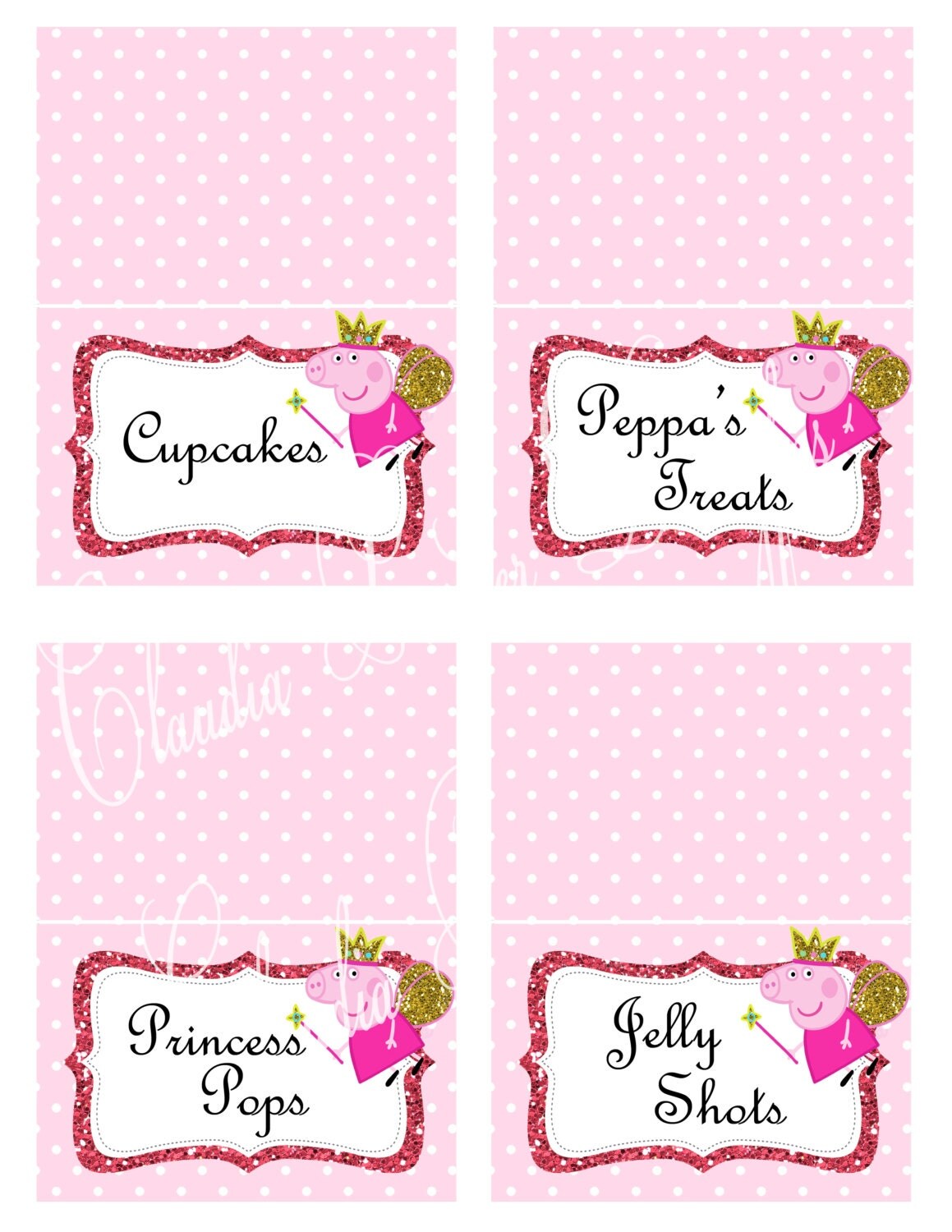 Peppa Pig Food Labels DIY Printable Peppa Pig tent labels