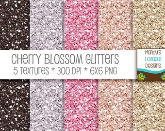 SALE - Digital Glitter Paper Textures - Scrapbooking Cards Invitations - Printable - High Resolution - Cherry Blossom - 300 dpi - CU OK