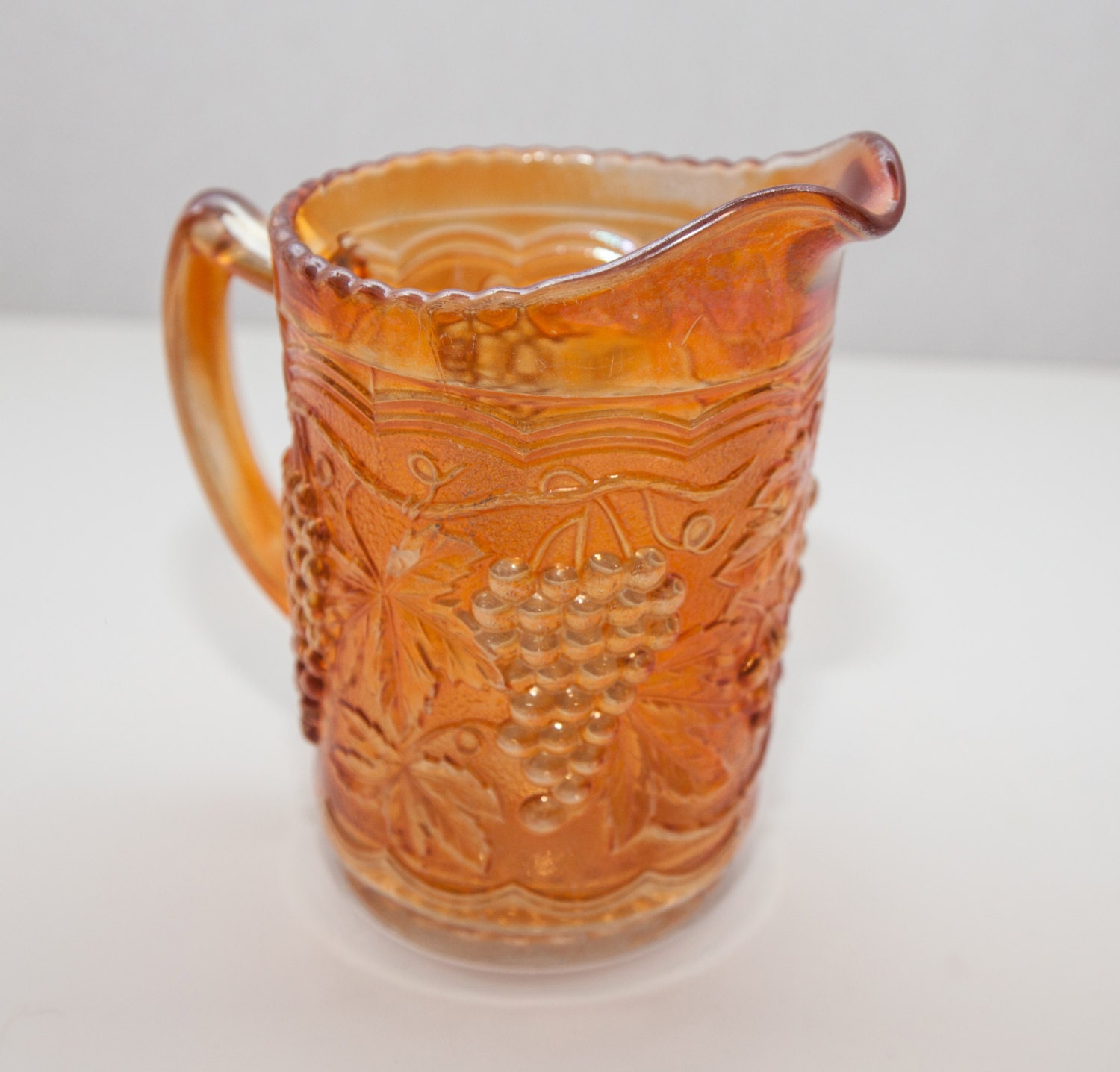 Orange Carnival Glass Milk Pitcher By Downtownfound On Etsy 6810