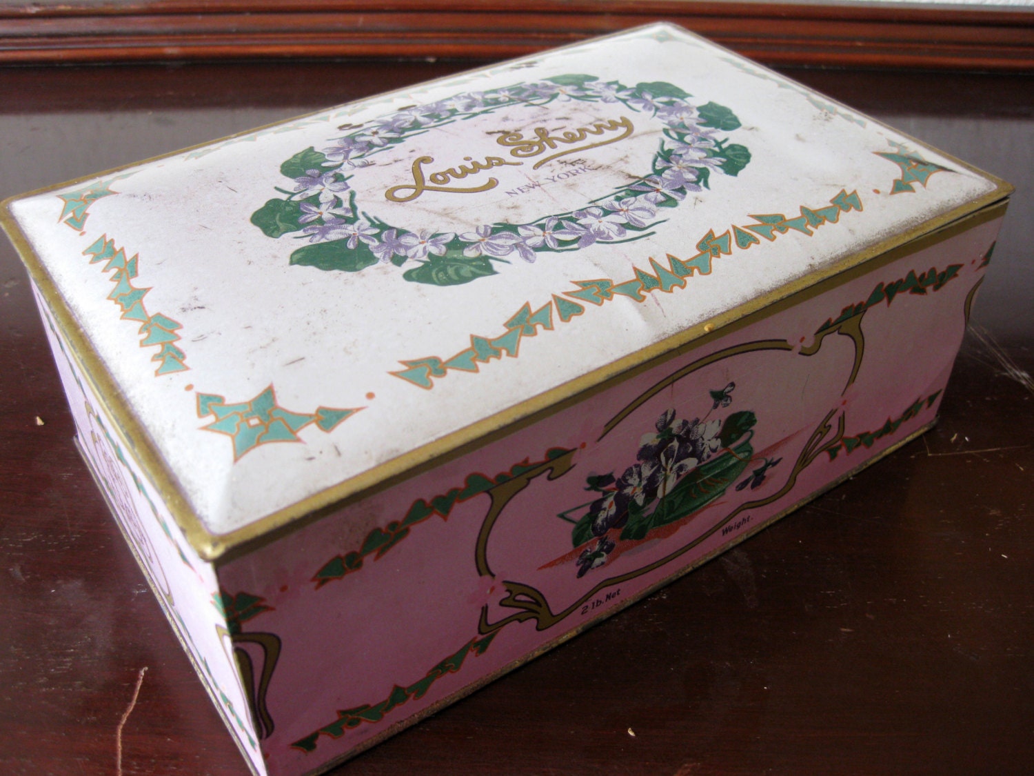 Vintage Louis Sherry Metal Chocolate Box by Eagle Can Co. New