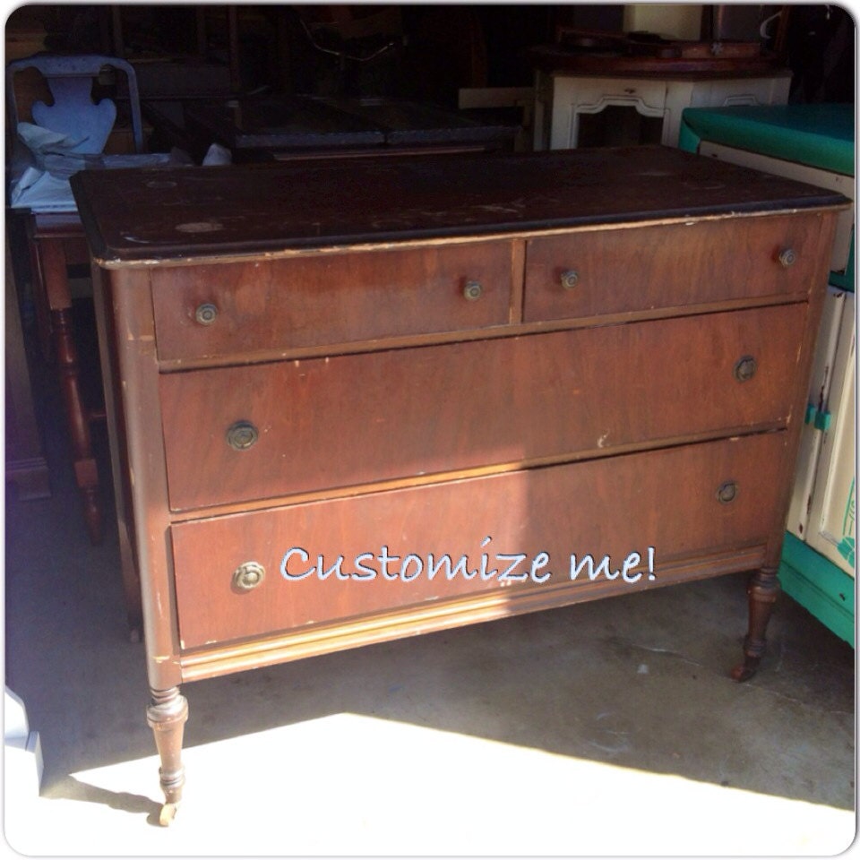 Custom Designed 4 drawer distressed cream dresser painted