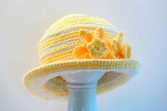 crochet hat sun ladies pattern Girls  Hat, Crochet Spring Summer Daffodils and Pattern Hat, Hat,