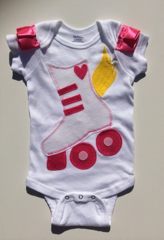 Items similar to Baby Girl Felt Roller Skate Bodysuit on Etsy