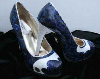 Something Blue Wedding Heels Blue Filigree Heels Victorian Heels Wedding Shoes Sixpence Bridal Heels