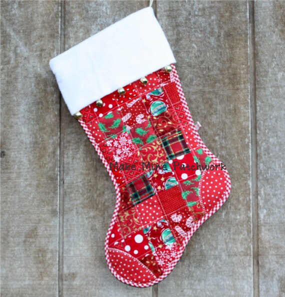 Quilted Christmas Stocking Personalized Red by MakeMinePatchwork