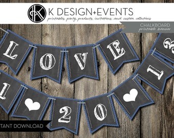 Printable Chalkboard Banner {Navy} Instant Download