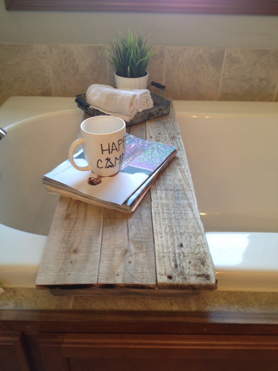 Items similar to Reclaimed Wood Bathtub Tray on Etsy