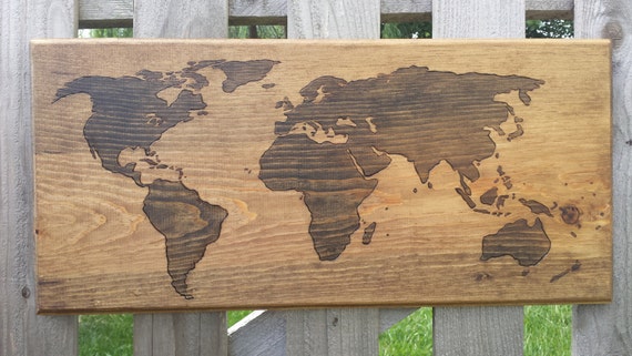 Wood Burned World Map