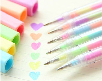 New Arrival! 1 piece 6 colors in one pen, candy color highlighter pen for DIY scrapbook, painting, drawing, writing, sign