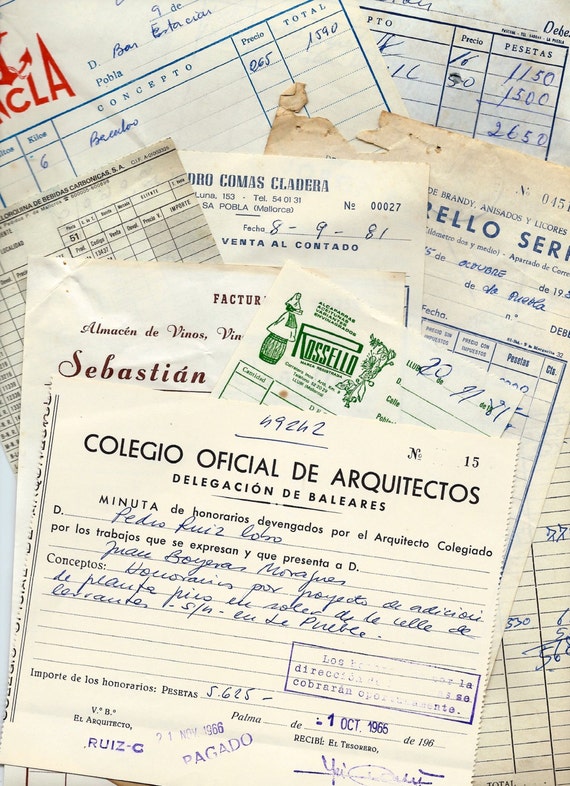 10 Vintage spanish office supplies Receipts Neutral pack