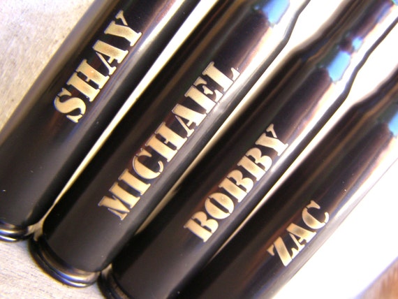 4 Engraved Groomsmen Gifts. .50 Caliber Personalized Bottle